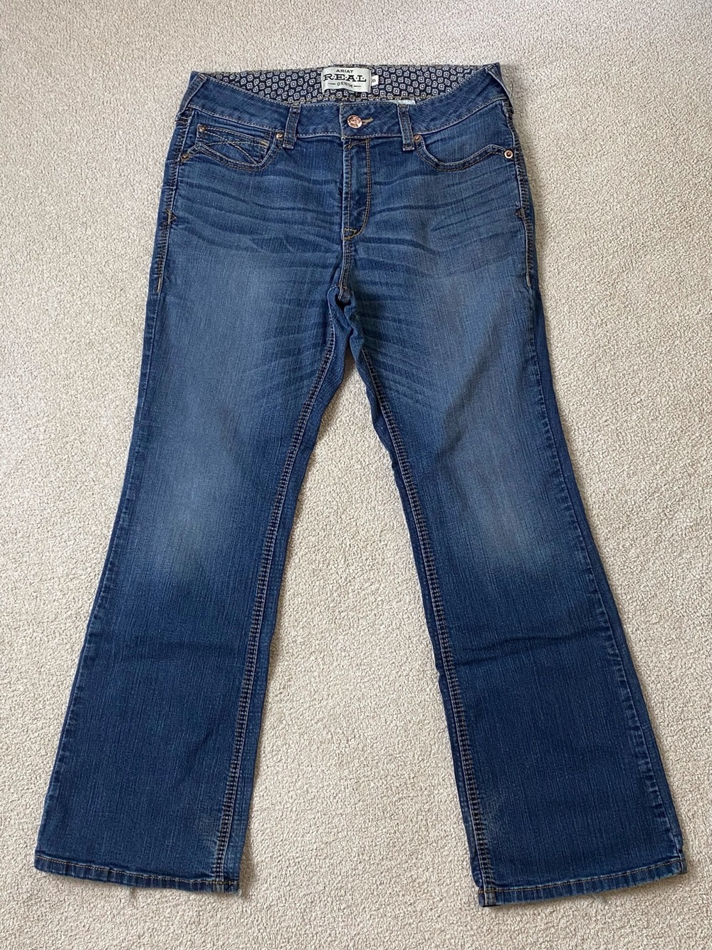 Ariat R.E.A.L. Rosa Boot Cut Jeans 32S Wanderlust Wash Stretch Western Denim